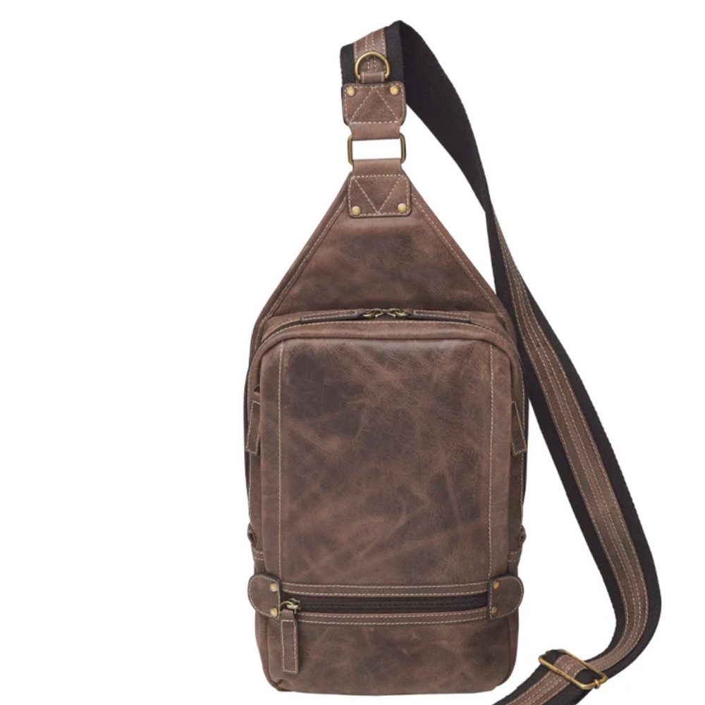 Sling Backpack Conceal Carry Distressed Buffalo Leather GTM